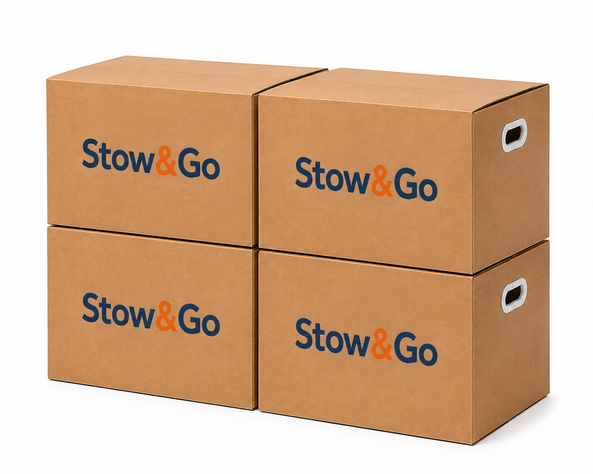 Stow & Go Reusable / Collapsible Plastic Moving / Storage Box (Brown)