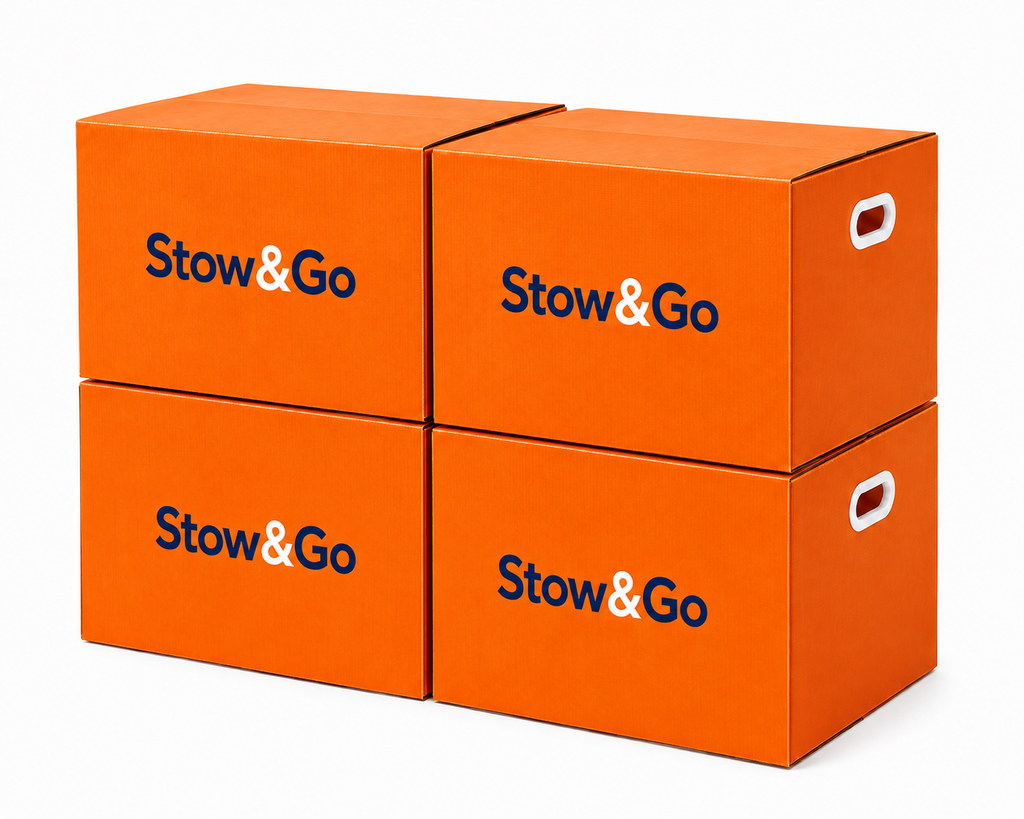 Stow & Go Reusable / Collapsible Plastic Moving / Storage Box (Orange)