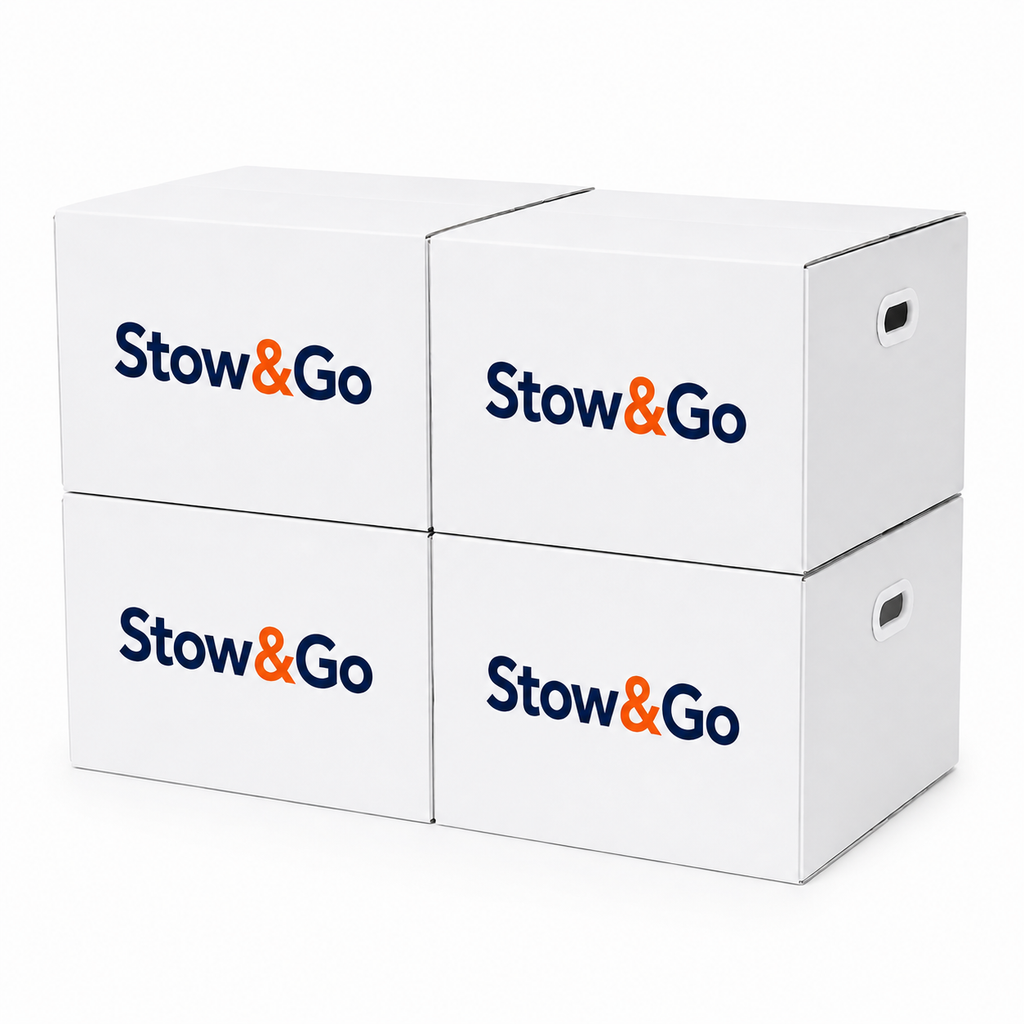 Stow & Go Reusable / Collapsible Plastic Moving / Storage Box (White)
