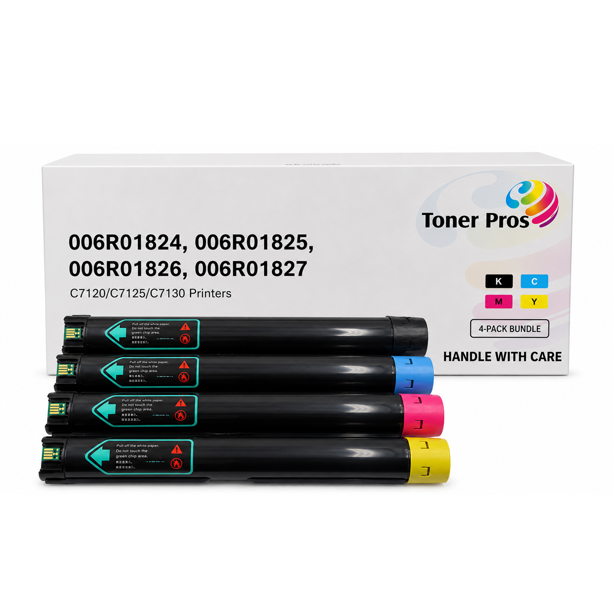 Toner Pros High Capacity Remanufactured Xerox Versalink 006R01824, 006R01825, 006R01826, 006R01827 Toner Cartridge - Replacement for C7120/C7125/C7130 Printers - 4 Color Pack KCMY