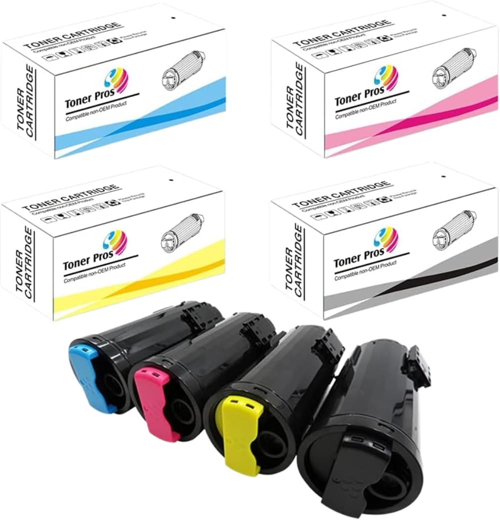 Toner PROS Remanufactured Xerox Versalink 106R03896, 106R03897, 106R03898, 106R03899 Toner Cartridge - High Capacity, Replacement for C600 C605 Printer - 4 Color Pack KCMY