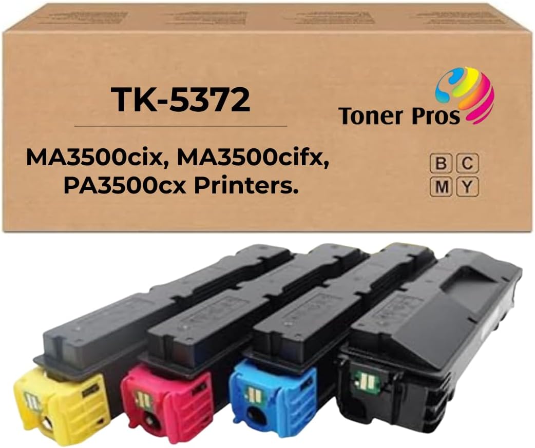 Toner Pros Replacement TK-5372 Toner Cartridge - Compatible for Kyocera ECOSYS MA3500cix / MA3500cifx / PA3500cx Color Printers, 4-Color Pack KCMY - Yield 7,000 Black & 5,000 Colors Pages