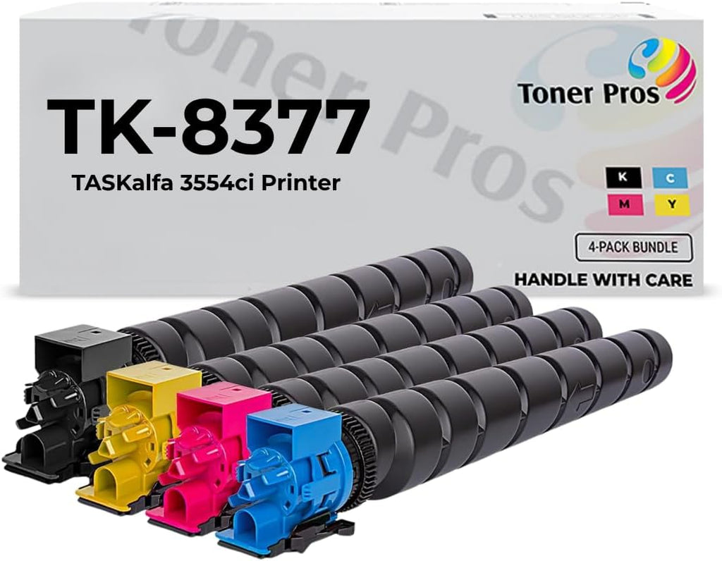 Toner Pros Compatible Replacement Toner Cartridge for Kyocera TK-8377 – High Yield Black TK-8377K, Cyan TK-8377C, Magenta TK-8377M, Yellow TK-8377Y – for TASKalfa 3554ci Printer – 4-Pack Brand: Toner Pros
