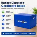 Stow & Go Reusable / Collapsible Plastic Moving / Storage Box (Blue)