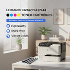 Toner Pros Compatible Toner Cartridges for Lexmark CX942/943/944 – High Yield Replacement for OEM 83D0HK0, 83D0HC0, 83D0HM0, 83D0HY0 – Black, Cyan, Magenta, Yellow 4-Pack