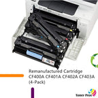Toner Pros (TM) Remanufactured High Yield Toner Replacement for HP 201A BCYM l Laserjet Toner Cartridge Set CF400A, CF401A, CF402A, CF403A- for HP Laserjet M274 M277 / MFP M277dw/ Laserjet Pro M252