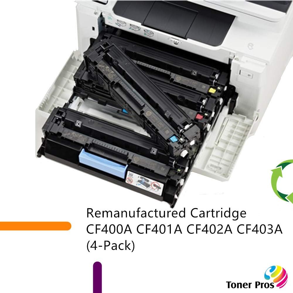 Toner Pros (TM) Remanufactured High Yield Toner Replacement for HP 201A BCYM l Laserjet Toner Cartridge Set CF400A, CF401A, CF402A, CF403A- for HP Laserjet M274 M277 / MFP M277dw/ Laserjet Pro M252