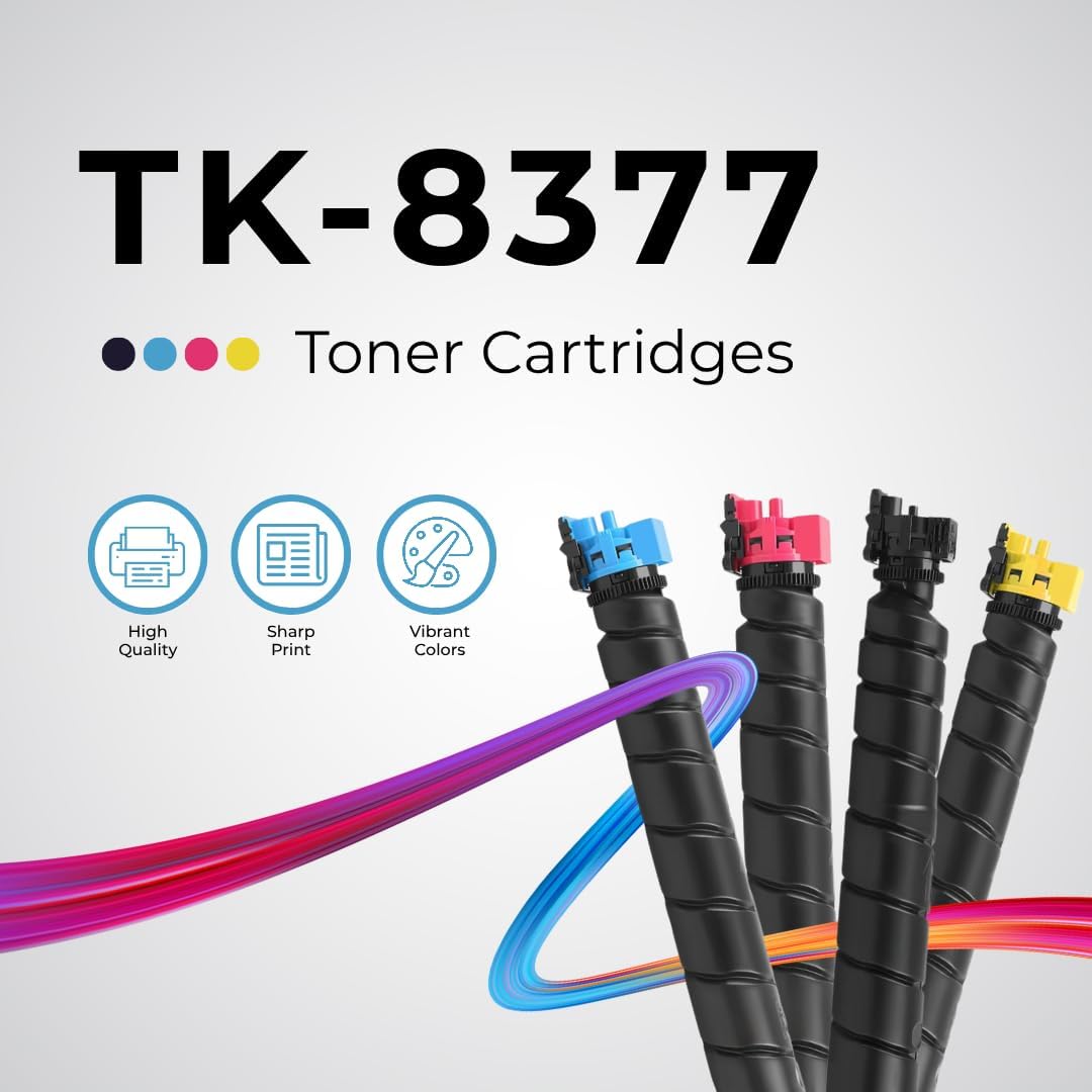 Toner Pros Compatible Replacement Toner Cartridge for Kyocera TK-8377 – High Yield Black TK-8377K, Cyan TK-8377C, Magenta TK-8377M, Yellow TK-8377Y – for TASKalfa 3554ci Printer – 4-Pack Brand: Toner Pros