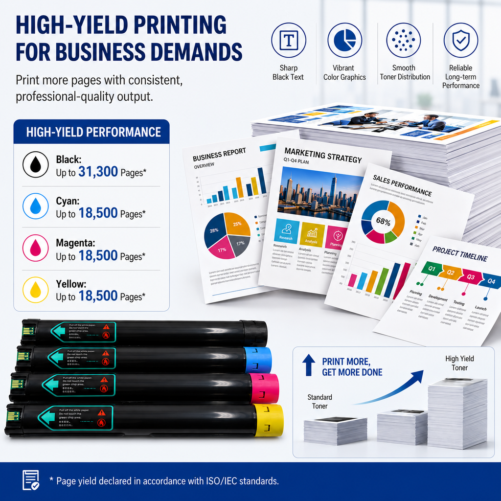 Toner Pros High Capacity Remanufactured Xerox Versalink 006R01824, 006R01825, 006R01826, 006R01827 Toner Cartridge - Replacement for C7120/C7125/C7130 Printers - 4 Color Pack KCMY