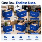 Stow & Go Reusable / Collapsible Plastic Moving / Storage Box (Blue)