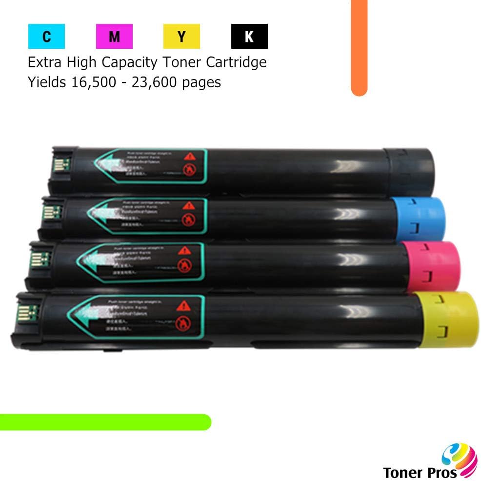 Toner Pros (TM) [Combo Pack] Compatible Toner for Xerox Versalink C7020/C7025/C7030 Printer [Extra High Yield] BK 23,600 & Color 16,500 Pages(106R03737, 106R03738, 106R03739, 106R03740) + Waste Bottle