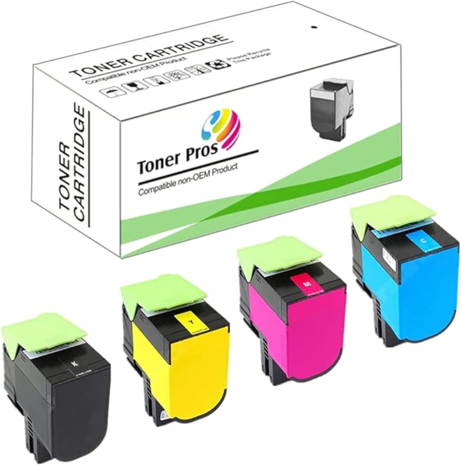 4 Color Pack Remanufactured Replacement Toner Cartridge for Lexmark CS317 CS417 CS517 - Black 3,000 Pages & Color 2,300 Pages