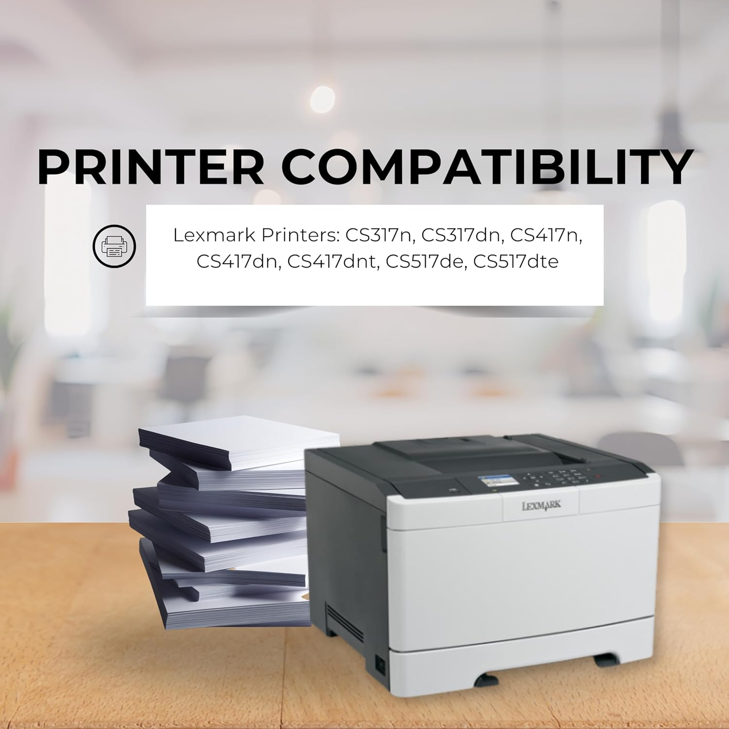 4 Color Pack Remanufactured Replacement Toner Cartridge for Lexmark CS317 CS417 CS517 - Black 3,000 Pages & Color 2,300 Pages