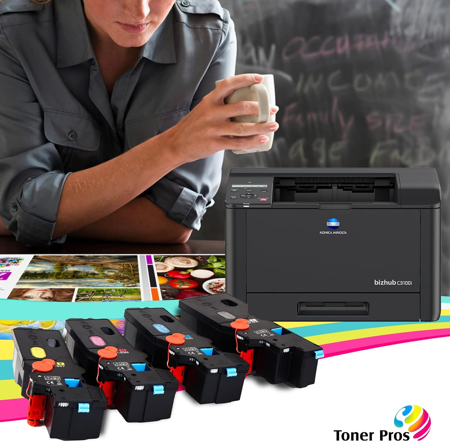 Toner Pros Compatible TNP-93 (TNP93) Toner Cartridge (TNP-93K TNP-93C TNP-93Y TNP-93M) for Konica Minolta Bizhub C3125i Printer (Black 6,000 & Color 4,000 Pages)