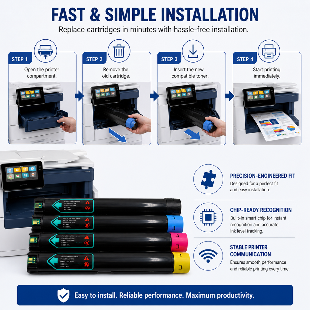 Toner Pros High Capacity Remanufactured Xerox Versalink 006R01824, 006R01825, 006R01826, 006R01827 Toner Cartridge - Replacement for C7120/C7125/C7130 Printers - 4 Color Pack KCMY