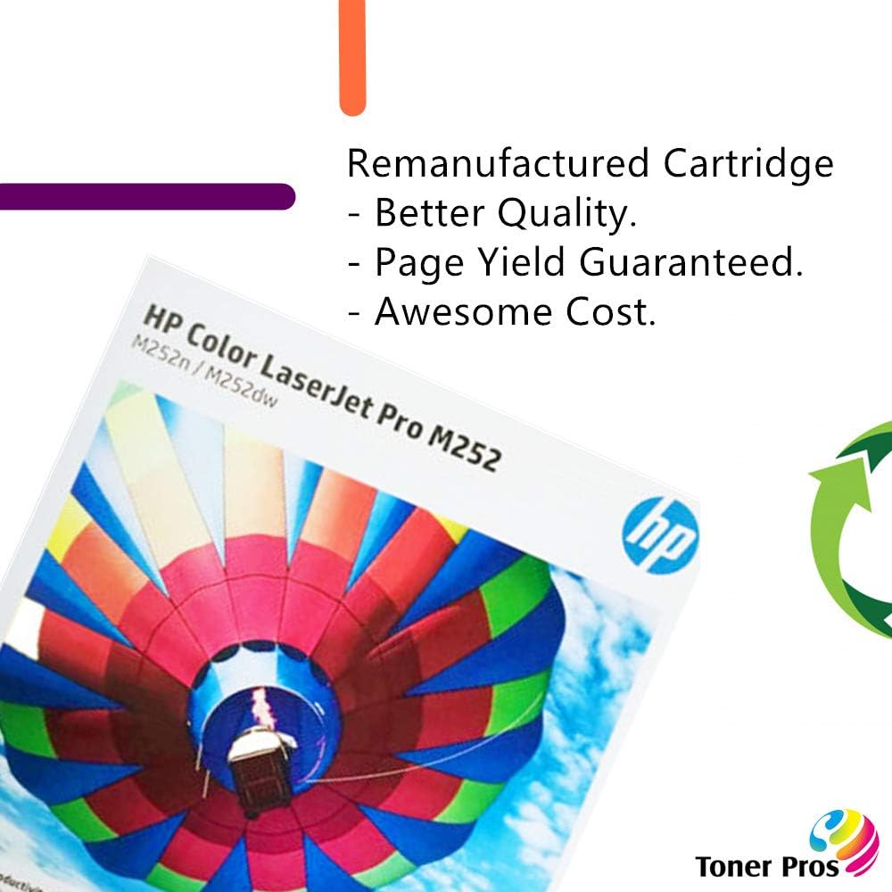 Toner Pros (TM) Remanufactured High Yield Toner Replacement for HP 201A BCYM l Laserjet Toner Cartridge Set CF400A, CF401A, CF402A, CF403A- for HP Laserjet M274 M277 / MFP M277dw/ Laserjet Pro M252
