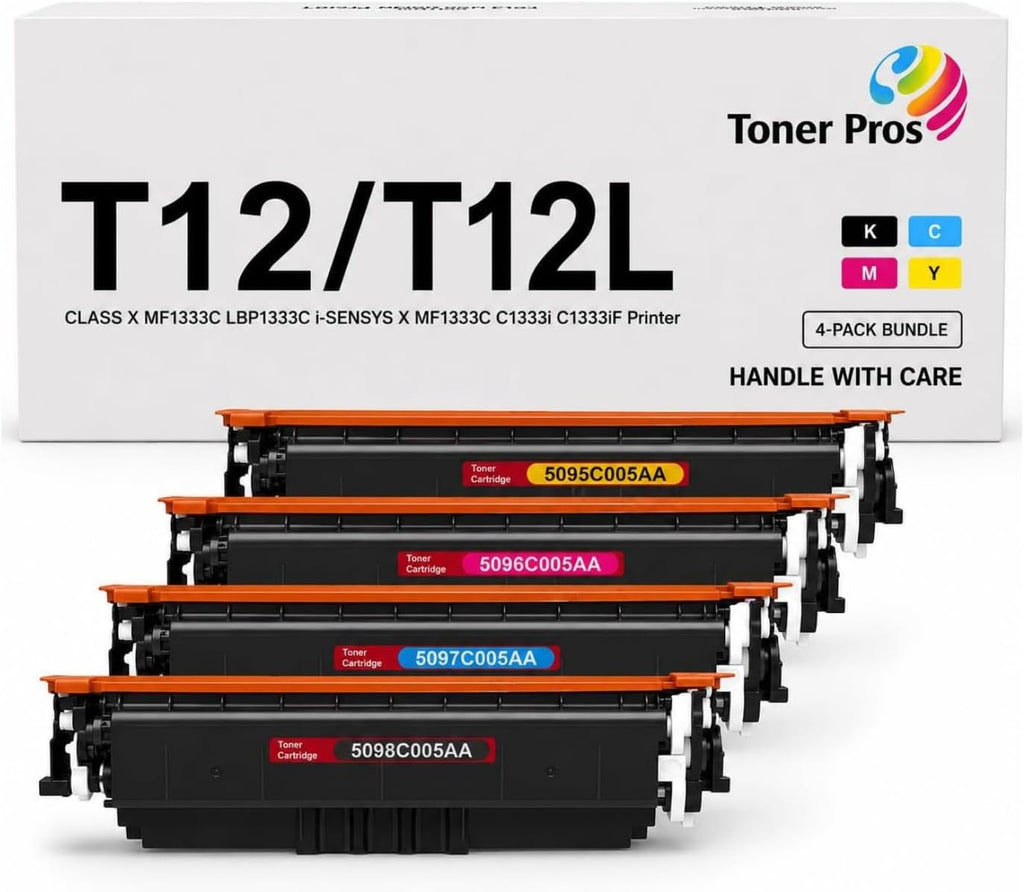 Toner Pros T12/T12L Compatible Toner Cartridge Replacement for T12 5098C005AA 5097C005AA 5096C005AA 5095C005AA | 4-Pack CMYK for Color imageCLASS X & i-SENSYS X Printers