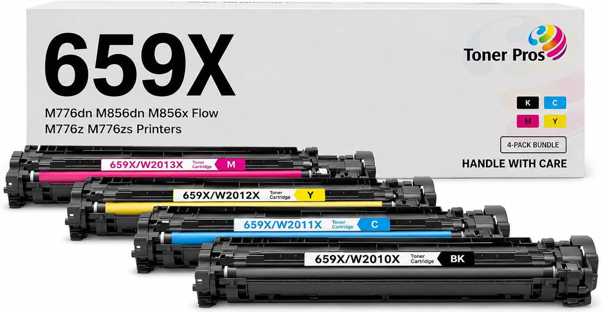 Toner Pros Compatible HP 659X Toner Cartridge Combo Pack Replacement for HP W2010X W2011X W2012X W2013X | Black Cyan Yellow Magenta | for Color LaserJet M776dn M856dn M856x