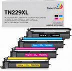 Toner Pros TN229XL 4-Pack Toner Cartridge Set, Compatible with HL-L3220CDW HL-L3280CDW HL-L3295CDW HL-L3300CDW HL-L8245CDW MFC-L3720CDW MFC-L3765CDW MFC-L3780CDW MFC-L8395CDW Color Laser Kit