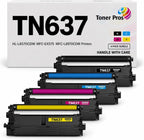 Compatible TN637 Toner Cartridge Replacement for TN637BK TN637C TN637M TN637Y, 4 Pack Extra High Yield CMYK, Works with HL-L8570CDW MFC-EX575 MFC-L8970CDW Printers, 10,000 Pages Each