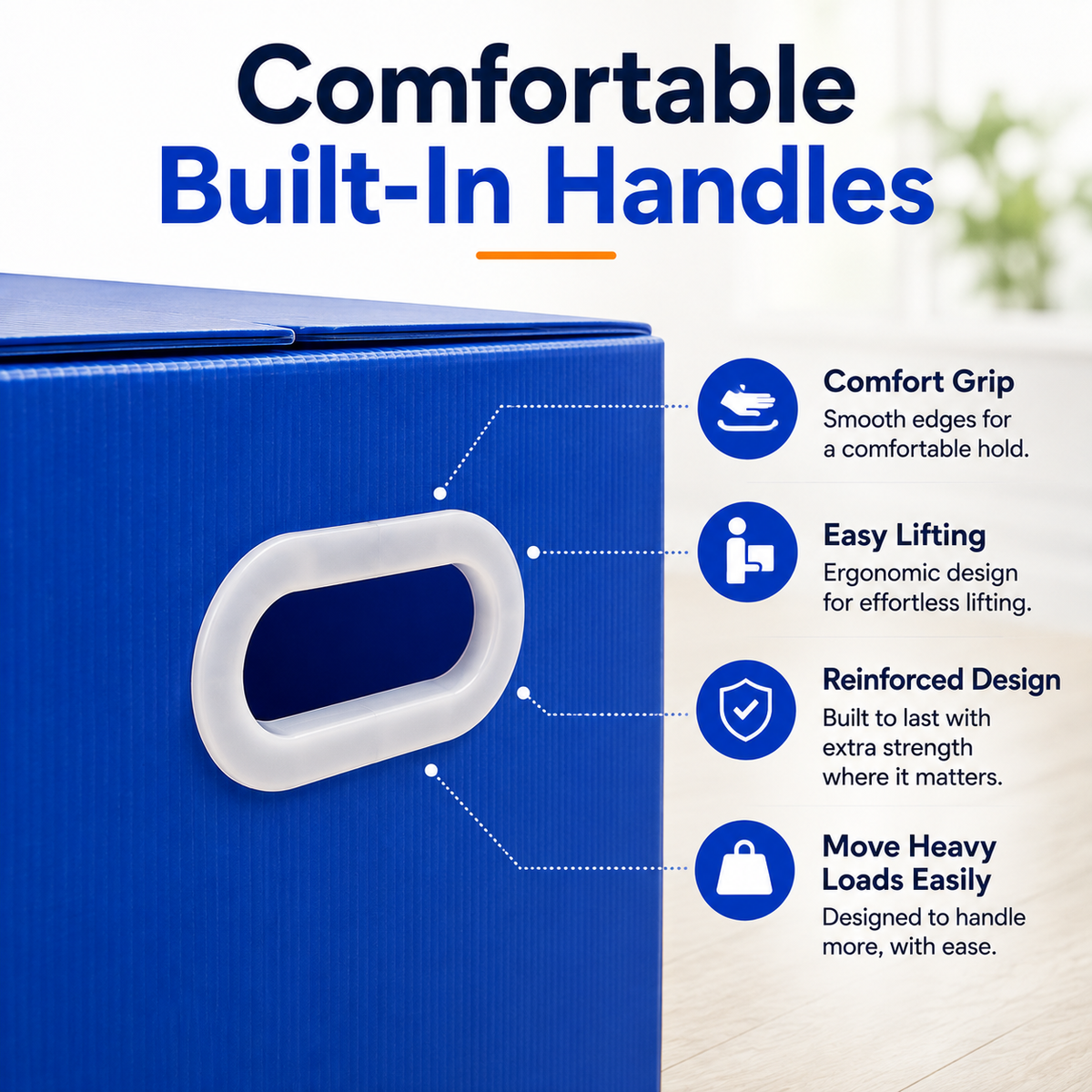 Stow & Go Reusable / Collapsible Plastic Moving / Storage Box (Blue)