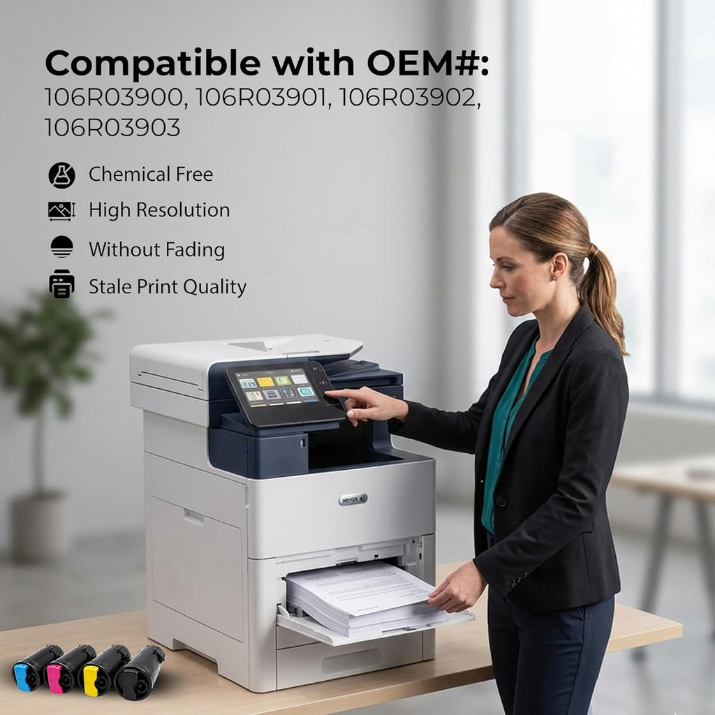 TONER PROS Remanufactured Xerox Versalink 106R03900, 106R03901, 106R03902, 106R03903 Toner Cartridge - Extra High Yield, Replacement for C600 C605 Printer - 4 Color Pack KCMY