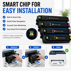 Toner Pros Compatible C230 C235 Toner Cartridge 4-Pack CMYK with Smart Chip | Compatible 4-pack CMYK toner set for C230 & C235 printers with smart chip and high page yield for reliable printing.
