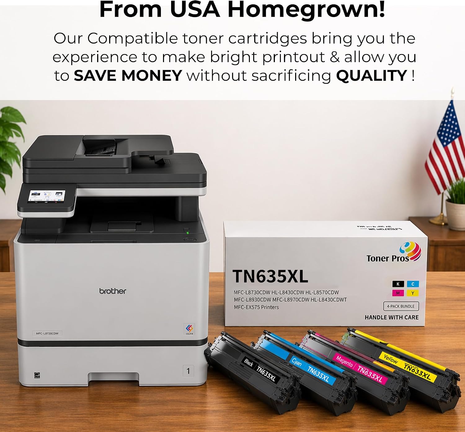 Toner Pros TN635XL Compatible Toner Cartridge Set (Black Cyan Magenta Yellow, 4 Pack) for HL-L8430CDW HL-L8570CDW MFC-L8730CDW L8930CDW – High Yield 5,550 Black / 4,500 Color