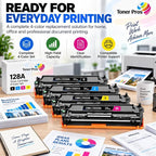 Toner Pros 128A Compatible Toner Cartridge 4-Pack, CE320A CE321A CE322A CE323A, Black Cyan Yellow Magenta, Replacement for Color MFP CM1415fn CM1415fnw & LaserJet Pro Color CP1525nw 4 Colors