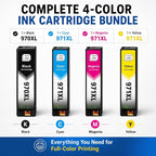 Toner Pros 970XL 971XL Ink Cartridge Replacement, 4-Pack for HP OfficeJet Pro X451dw X451dn X476dw X476dn X551dw X576dw, Black Cyan Magenta Yellow High Yield, 4-Color Office Printer Ink Pack