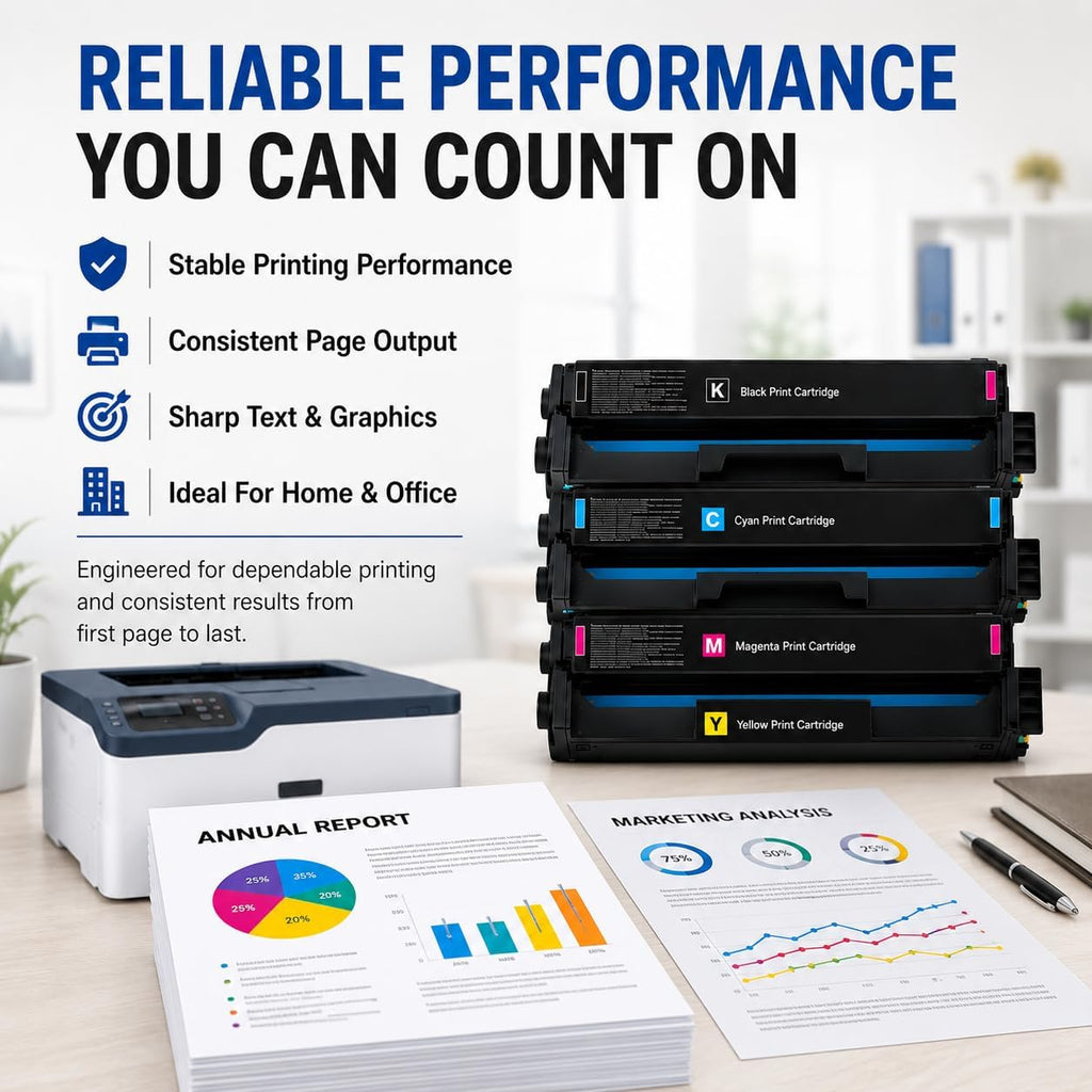 Toner Pros Compatible C230 C235 Toner Cartridge 4-Pack CMYK with Smart Chip | Compatible 4-pack CMYK toner set for C230 & C235 printers with smart chip and high page yield for reliable printing.