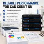Toner Pros Compatible C230 C235 Toner Cartridge 4-Pack CMYK with Smart Chip | Compatible 4-pack CMYK toner set for C230 & C235 printers with smart chip and high page yield for reliable printing.