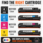 Toner Pros 206X Toner Cartridges 4-Color Toner Pack, Replacement for HP 206X W2110X W2111X W2112X W2113X, Compatible with Color LaserJet Pro M255dw M255nw M283fdw M283cdw M283fdn Printers