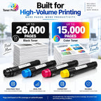 Toner Pros Compatible Toner Cartridge 4-Pack for Xerox WorkCentre 7525 7530 7535 7545 7556 7830 7835 7845 7855, 006R01513 006R01514 006R01515 006R01516, Black Cyan Magenta Yellow Office