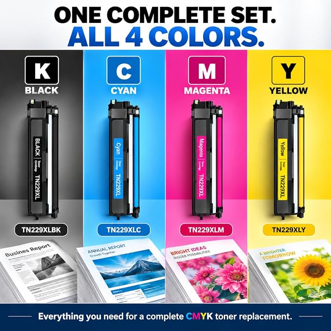 Toner Pros TN229XL 4-Pack Toner Cartridge Set, Compatible with HL-L3220CDW HL-L3280CDW HL-L3295CDW HL-L3300CDW HL-L8245CDW MFC-L3720CDW MFC-L3765CDW MFC-L3780CDW MFC-L8395CDW Color Laser Kit