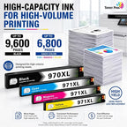 Toner Pros 970XL 971XL Ink Cartridge Replacement, 4-Pack for HP OfficeJet Pro X451dw X451dn X476dw X476dn X551dw X576dw, Black Cyan Magenta Yellow High Yield, 4-Color Office Printer Ink Pack