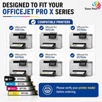 Toner Pros 970XL 971XL Ink Cartridge Replacement, 4-Pack for HP OfficeJet Pro X451dw X451dn X476dw X476dn X551dw X576dw, Black Cyan Magenta Yellow High Yield, 4-Color Office Printer Ink Pack