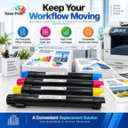 Toner Pros Compatible Toner Cartridge 4-Pack for Xerox WorkCentre 7525 7530 7535 7545 7556 7830 7835 7845 7855, 006R01513 006R01514 006R01515 006R01516, Black Cyan Magenta Yellow Office