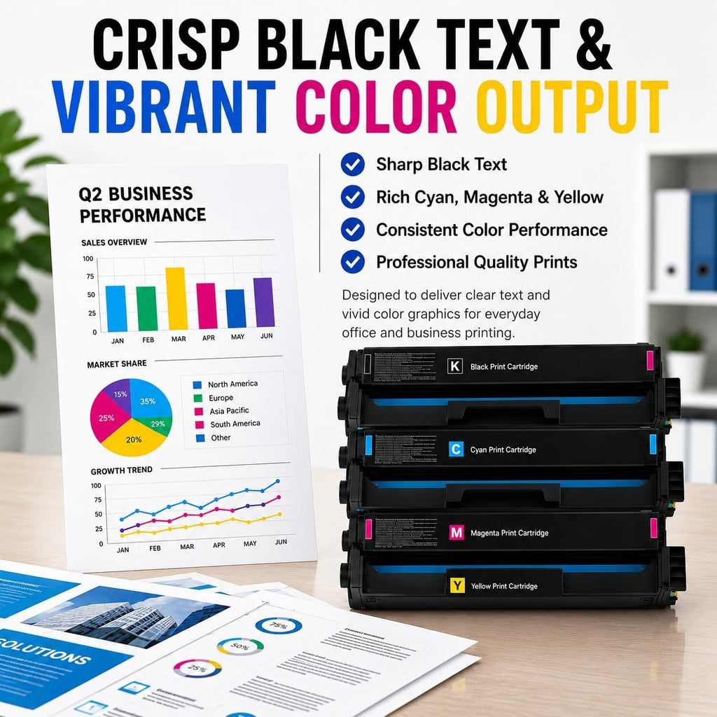 Toner Pros Compatible C230 C235 Toner Cartridge 4-Pack CMYK with Smart Chip | Compatible 4-pack CMYK toner set for C230 & C235 printers with smart chip and high page yield for reliable printing.