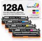 Toner Pros 128A Compatible Toner Cartridge 4-Pack, CE320A CE321A CE322A CE323A, Black Cyan Yellow Magenta, Replacement for Color MFP CM1415fn CM1415fnw & LaserJet Pro Color CP1525nw 4 Colors