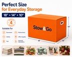 Stow & Go Reusable / Collapsible Plastic Moving / Storage Box (Orange)