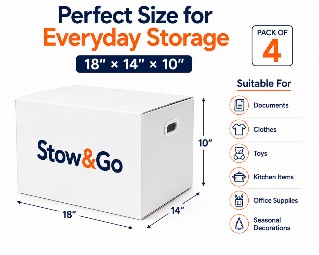 Stow & Go Reusable / Collapsible Plastic Moving / Storage Box (White)