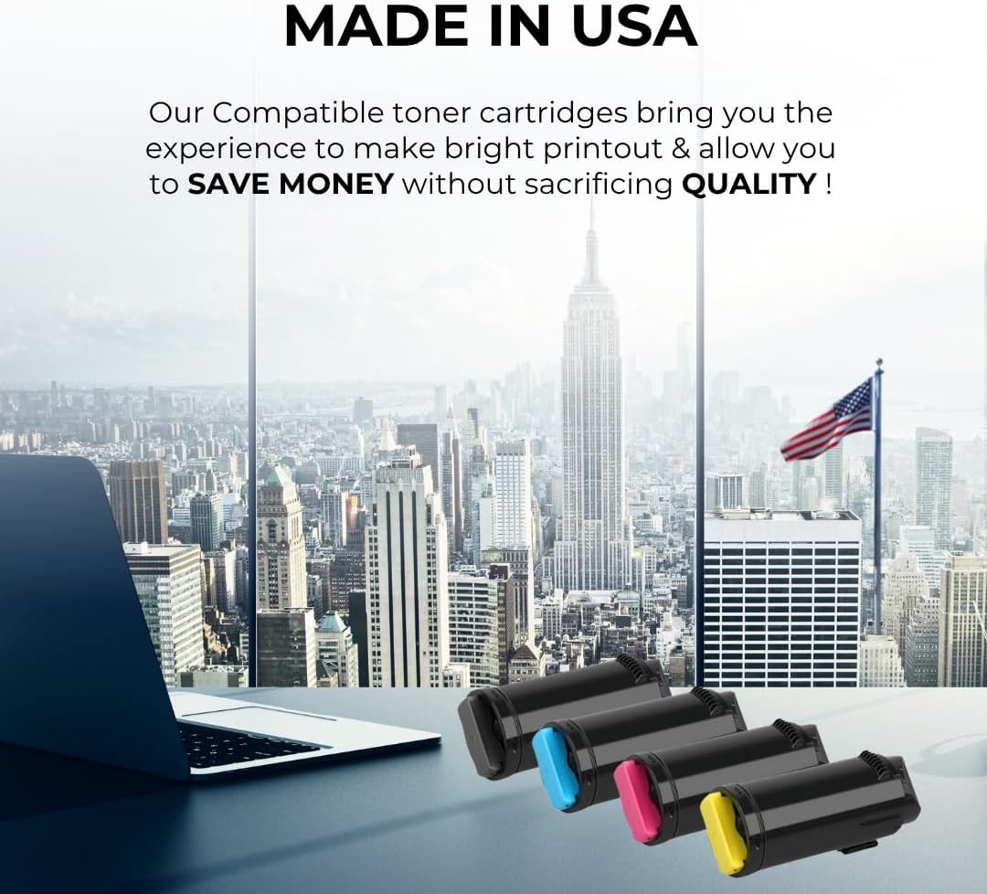 TONER PROS Remanufactured Xerox Versalink 106R03862, 106R03863, 106R03864, 106R03865 Toner Cartridge - Replacement for C500, C505 Printers - 4 Color Pack KCMY, Yield 5,000 Black & 5,200 Colors Pages High Capacity