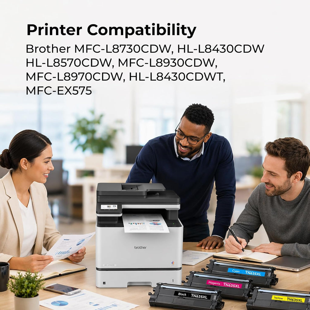 Toner Pros TN635XL Compatible Toner Cartridge Set (Black Cyan Magenta Yellow, 4 Pack) for HL-L8430CDW HL-L8570CDW MFC-L8730CDW L8930CDW – High Yield 5,550 Black / 4,500 Color