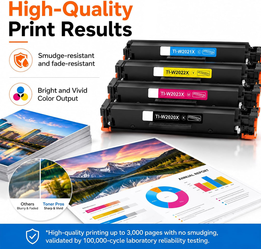 Toner Pros 414X Toner Cartridges 4-Color-Pack, Replacement for W2020X, W2021X, W2022X, W2023X, Compatible with HP MFP M479fdw LaserJet Pro M454dw M454dn M480f M455dn Printers