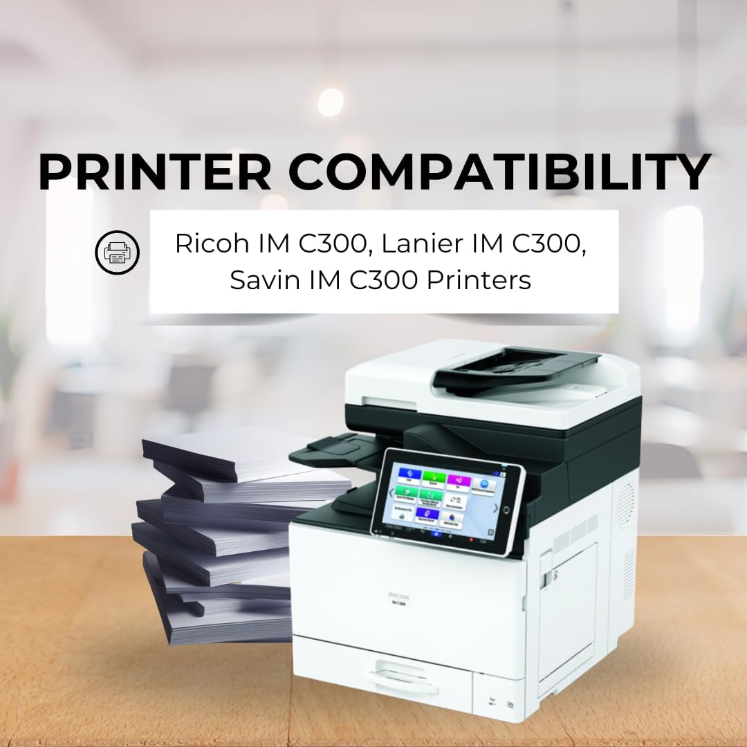 [High Yield] 4 Color Pack Compatible Toner Cartridge for Ricoh IM C300, Lanier IM C300, Savin IM C300 Printers - Black 17,000 & Colors 6,000 Pages