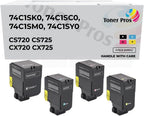 4 Color Pack Remanufactured Replacement Toners for Lexmark CS720 CS725 CX720 CX725 - Black & Color 7,000 Pages