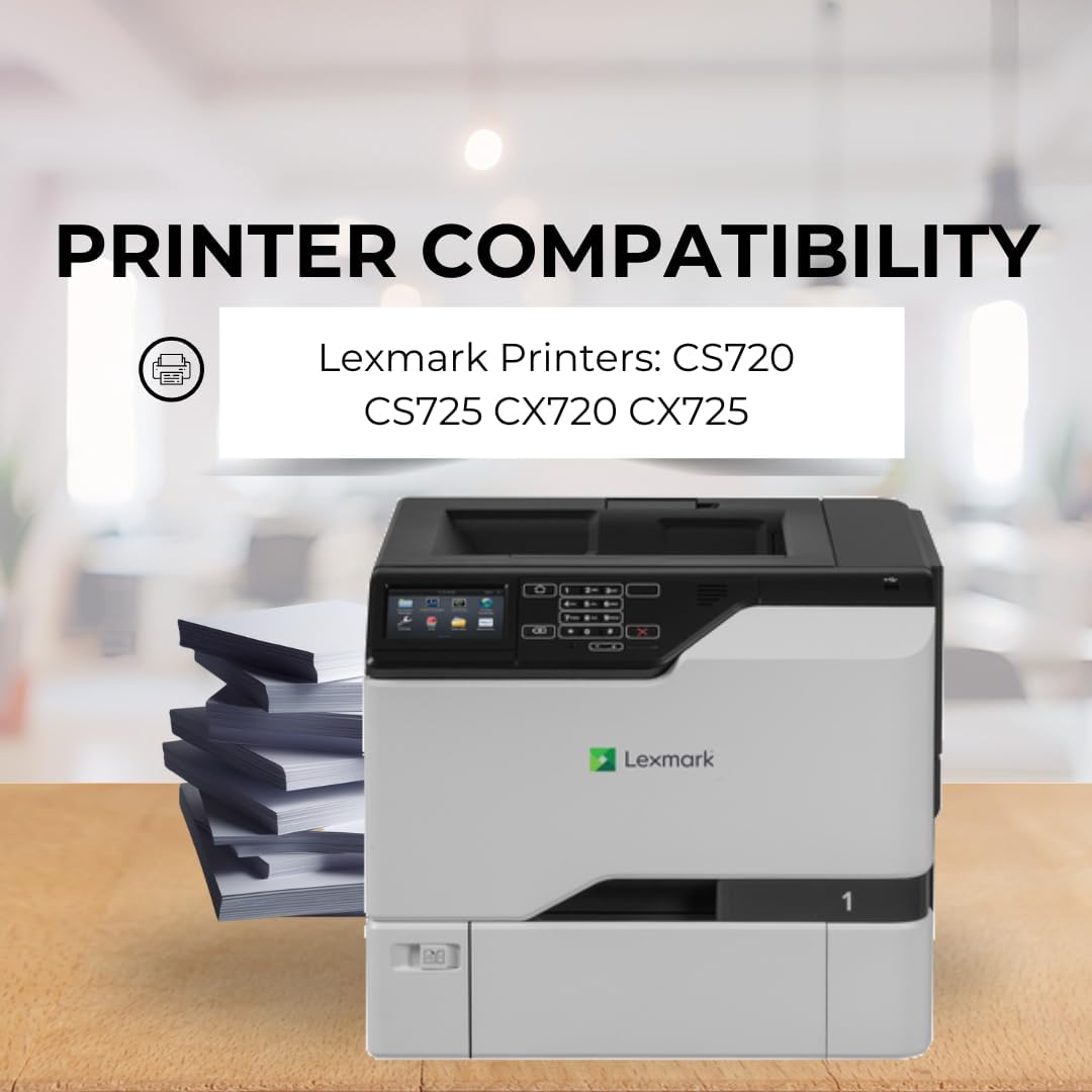 4 Color Pack Remanufactured Replacement Toners for Lexmark CS720 CS725 CX720 CX725 - Black & Color 7,000 Pages