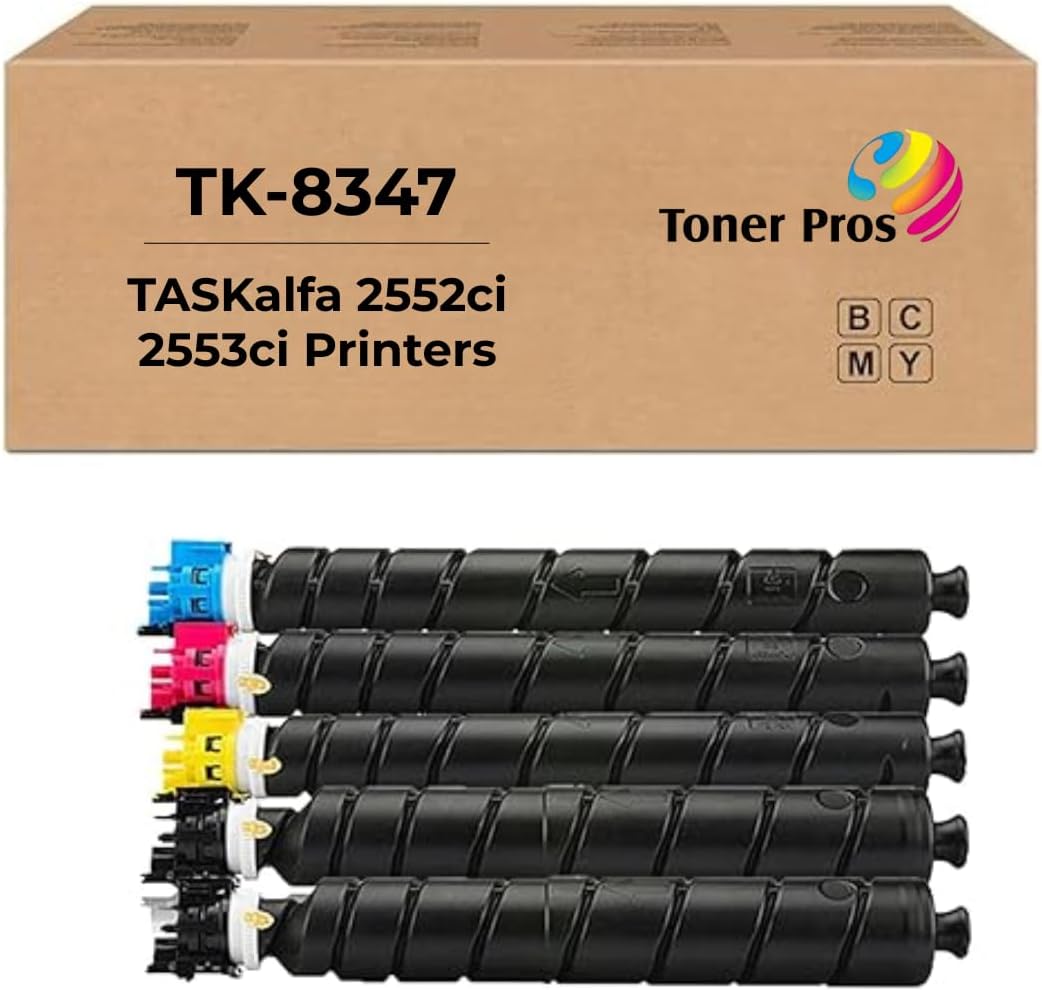 Kyocera TASKalfa 2552ci 2553ci Compatible Toner Cartridge 4-Color-Pack Replacement for TK-8347 (TK8347) - Black 20,000 & Colors 12,000 Pages