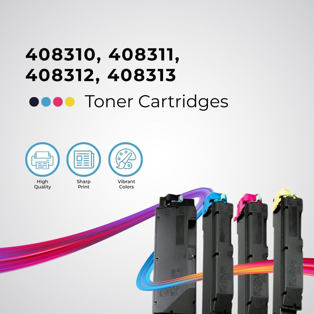 4 Color Pack Compatible Toner Cartridge for Ricoh P C600 Printer - Black 18,000 & Colors 12,000 Pages